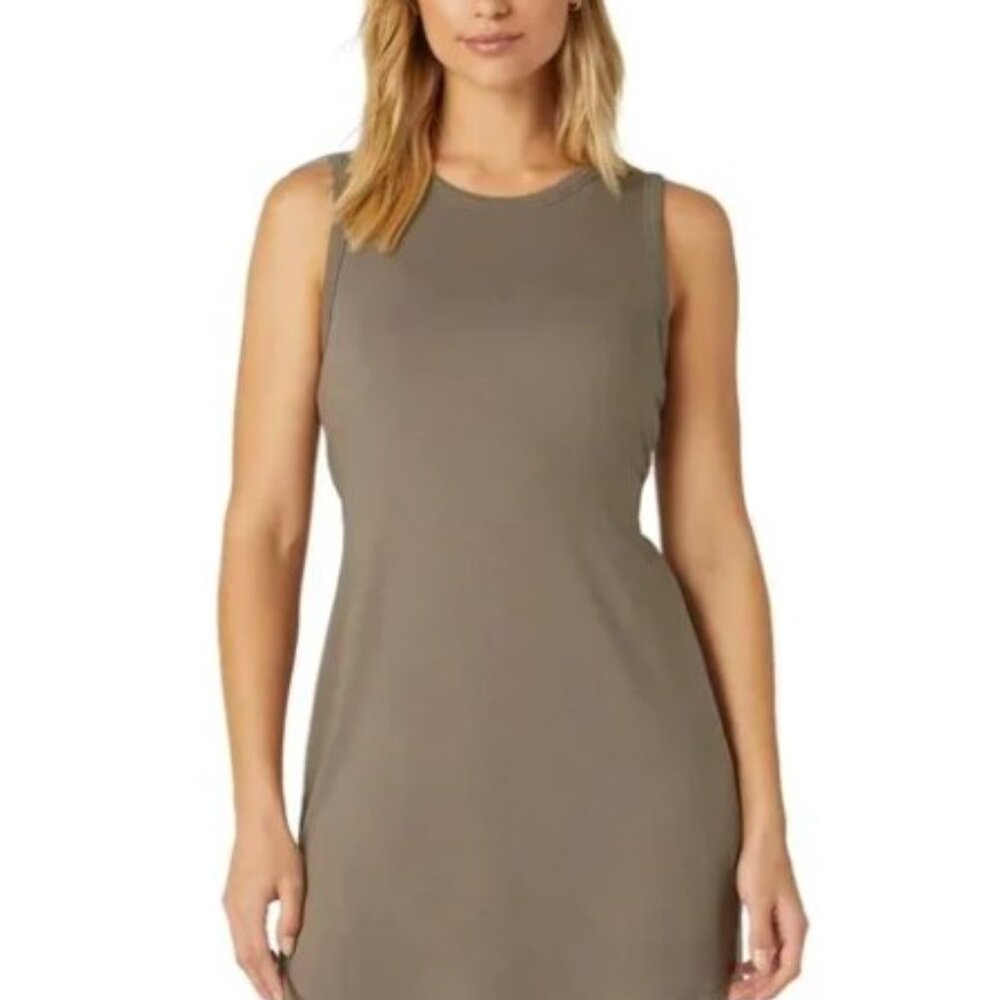 Beyond Yoga Out of Town Casual Dress Size Medium Tan Birch Beige Sz S NWOT